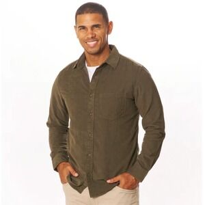 NWT VUSTRA Men's Olive Coastal Corduroy Button-Down Shirt Long Sleeve Size Large